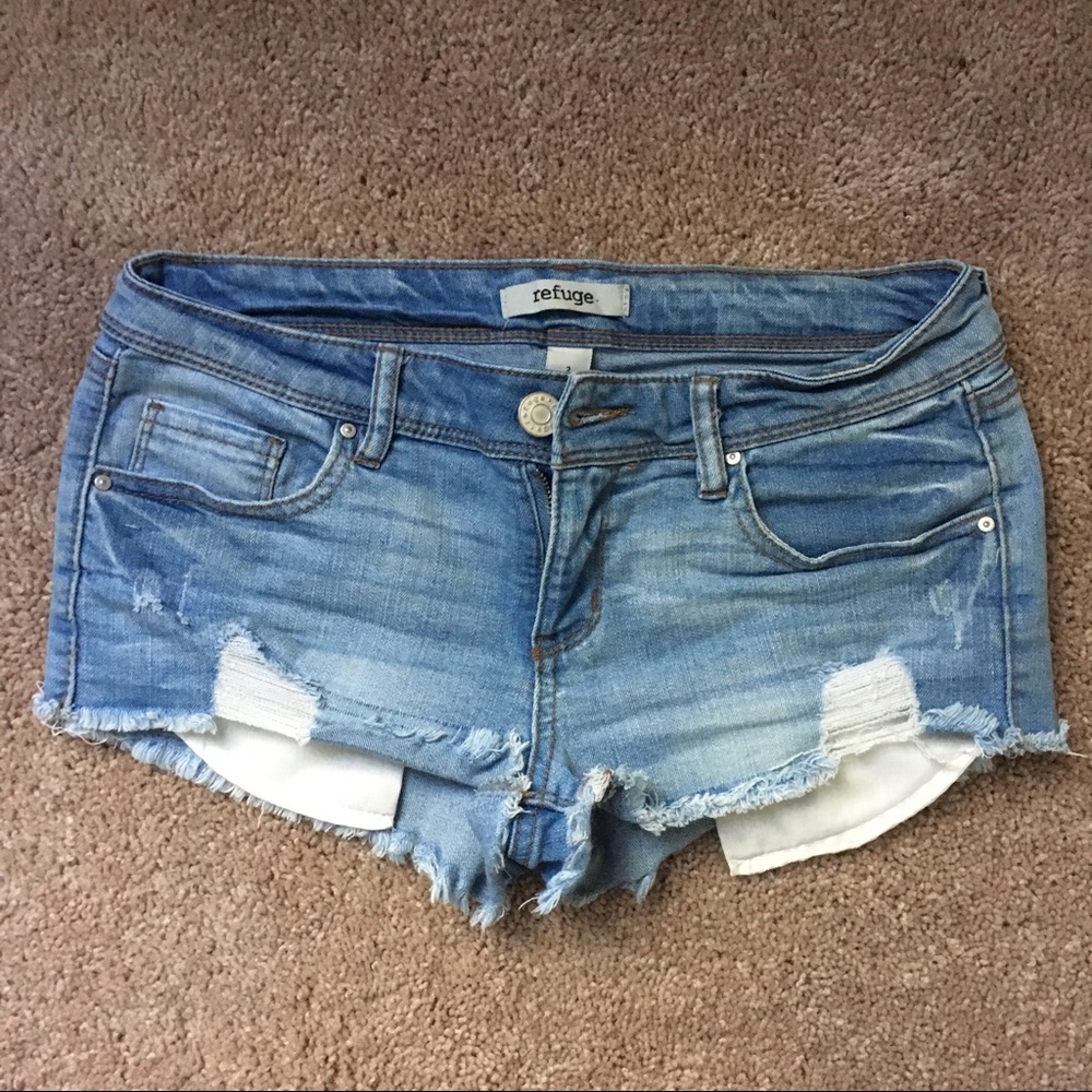 Refuge Destroyed Super Shortie Denim Shorts
